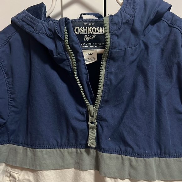 OshKosh B’gosh size 4/4A pullover jacket blue/light khaki, GUC - Picture 3 of 4
